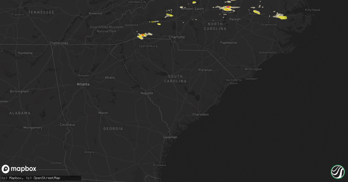 Hail map in South Carolina on May 10, 2018