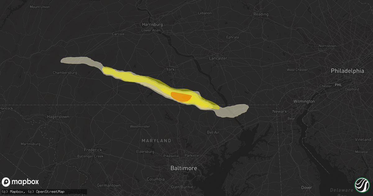 Hail map in Stewartstown, PA on May 10, 2018