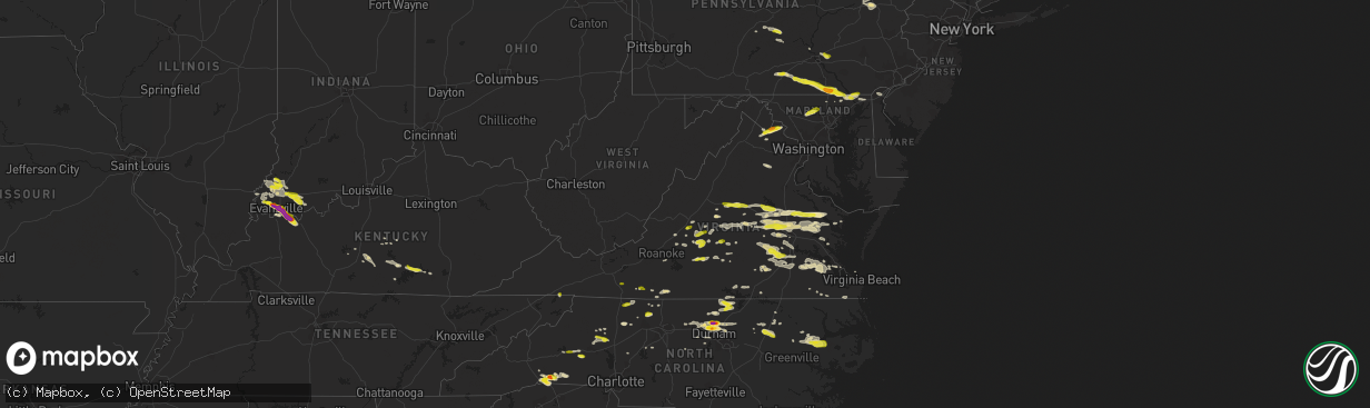Hail map in Virginia on May 10, 2018