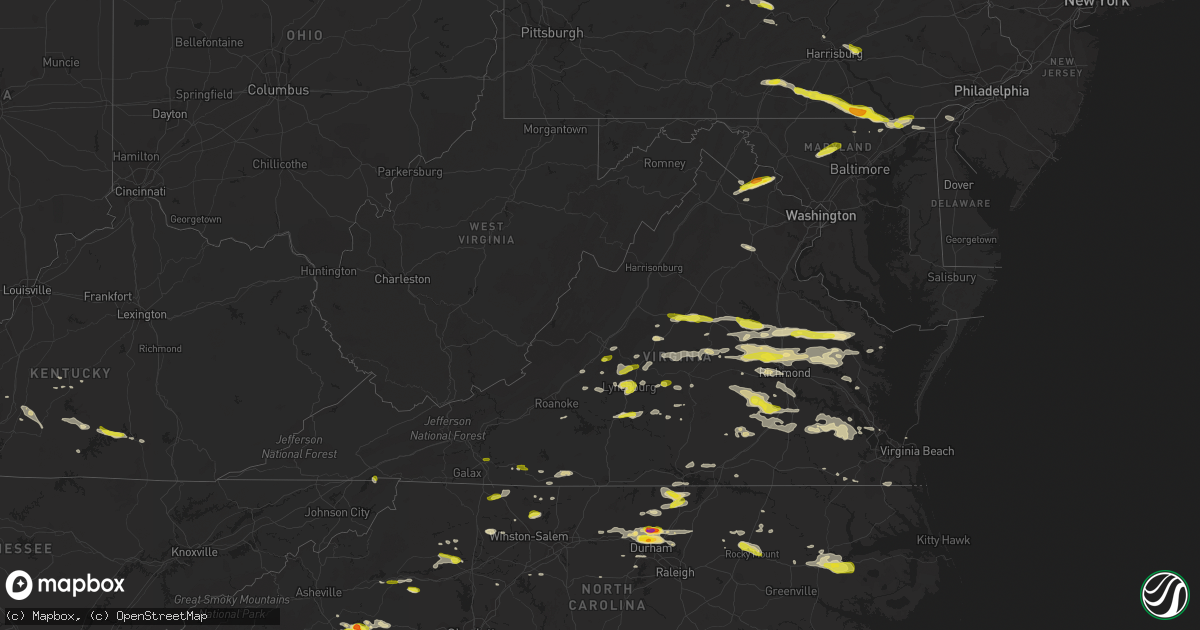 Hail map in Virginia on May 10, 2018