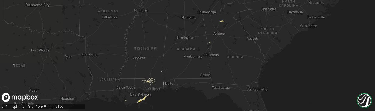 Hail map in Alabama on May 10, 2019