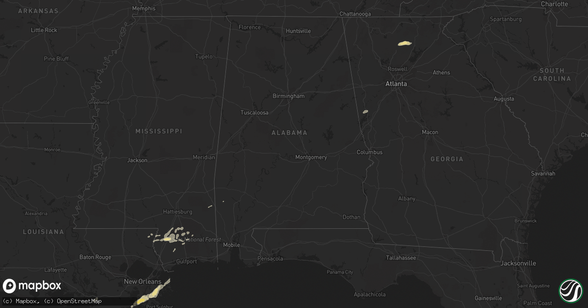Hail map in Alabama on May 10, 2019