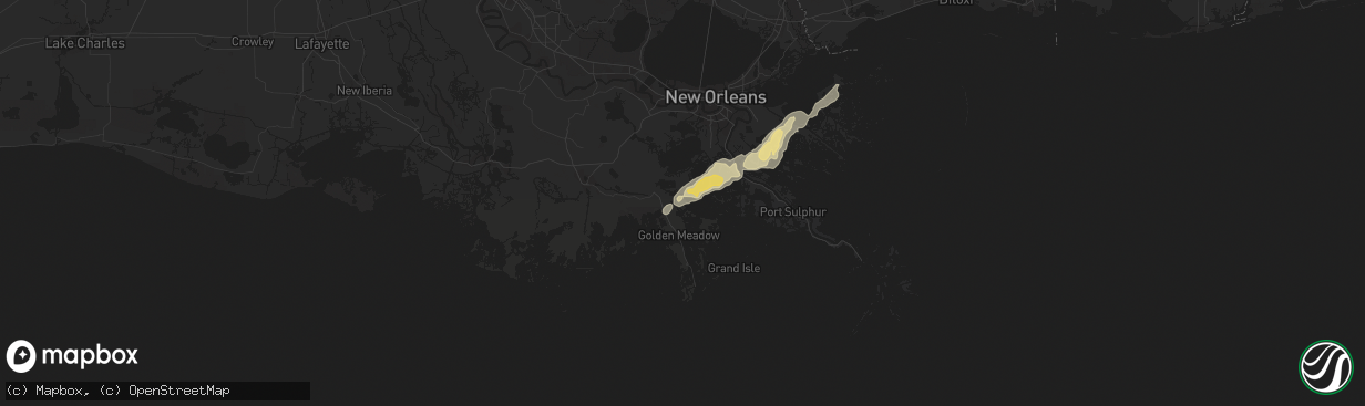 Hail map in Cut Off, LA on May 10, 2019