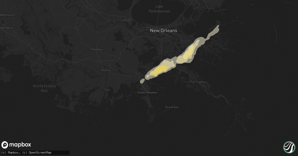Hail map in Cut Off, LA on May 10, 2019