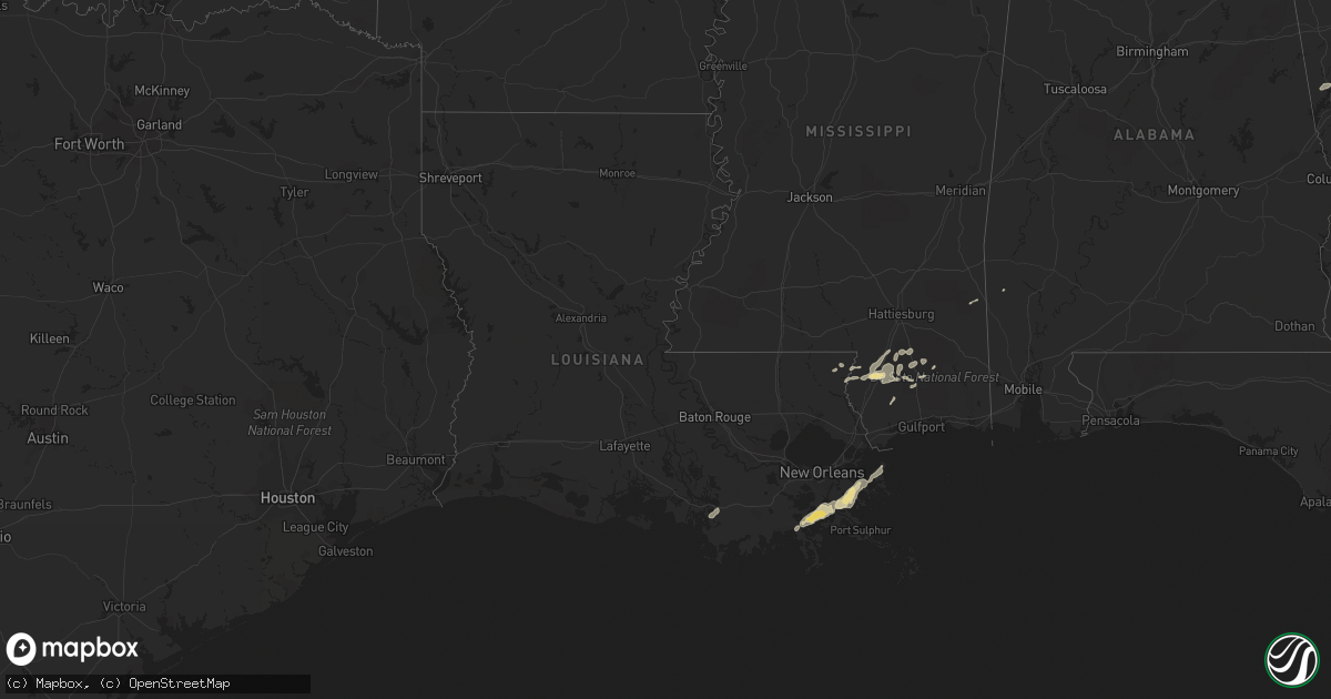 Hail map in Louisiana on May 10, 2019