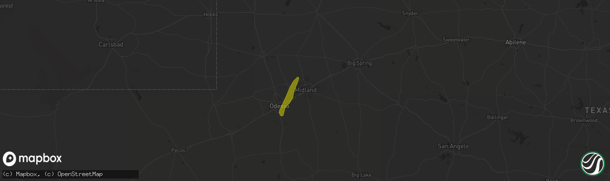 Hail map in Midland, TX on May 10, 2019