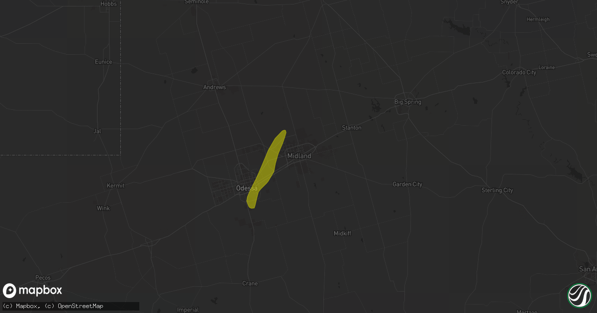 Hail map in Midland, TX on May 10, 2019