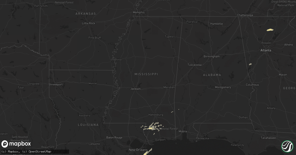 Hail map in Mississippi on May 10, 2019