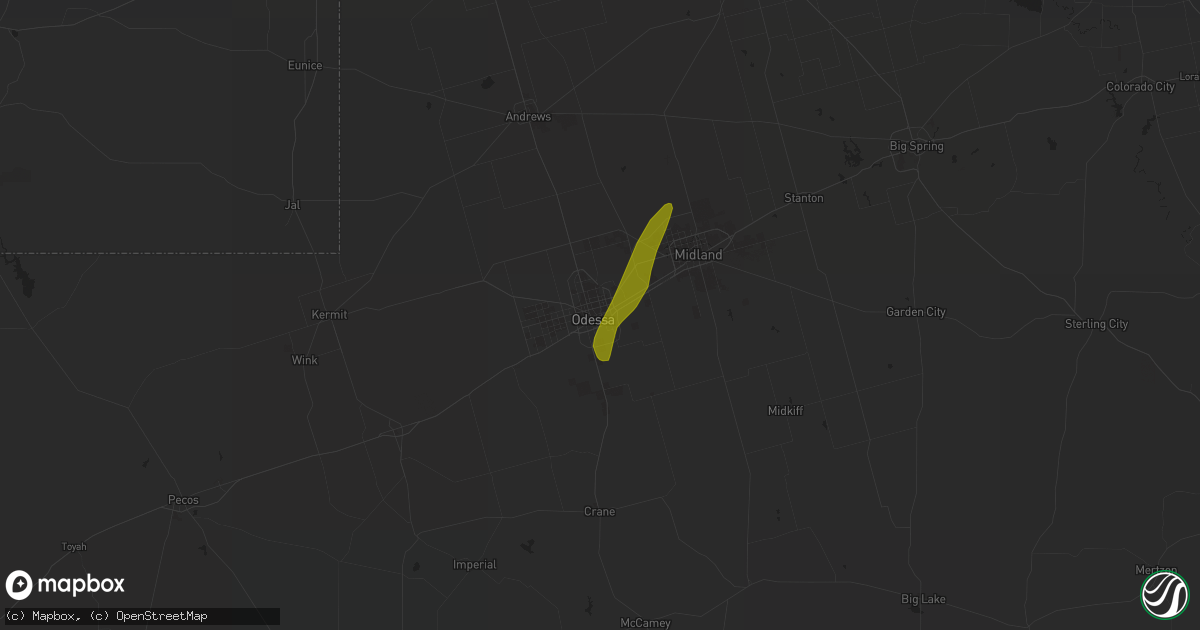 Hail map in Odessa, TX on May 10, 2019