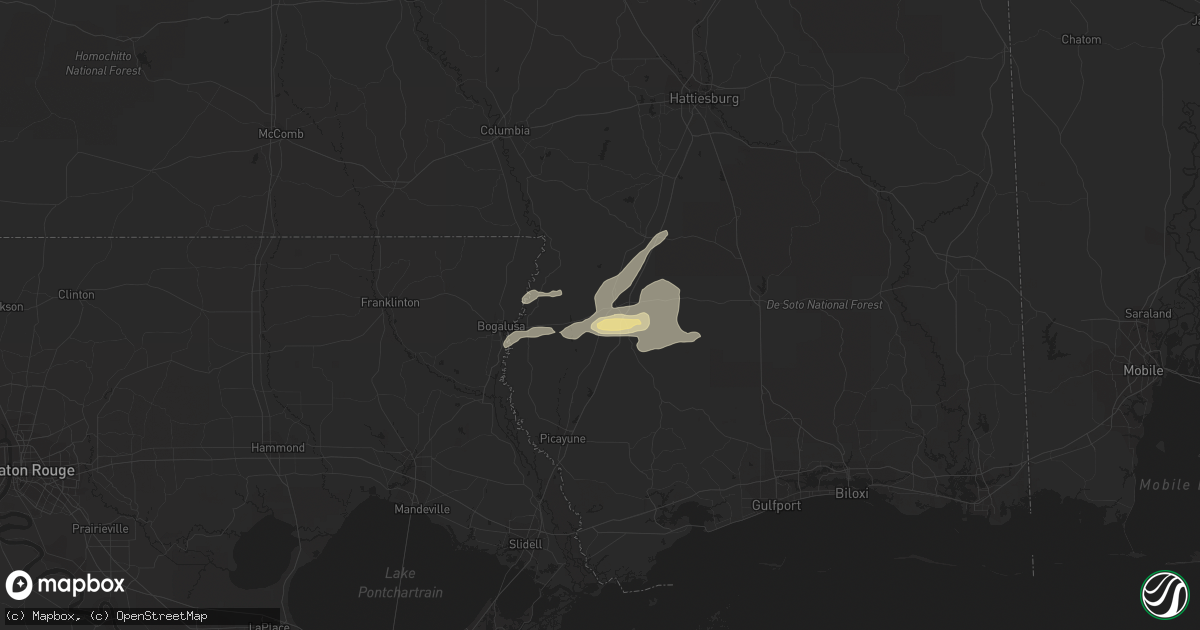 Hail map in Poplarville, MS on May 10, 2019