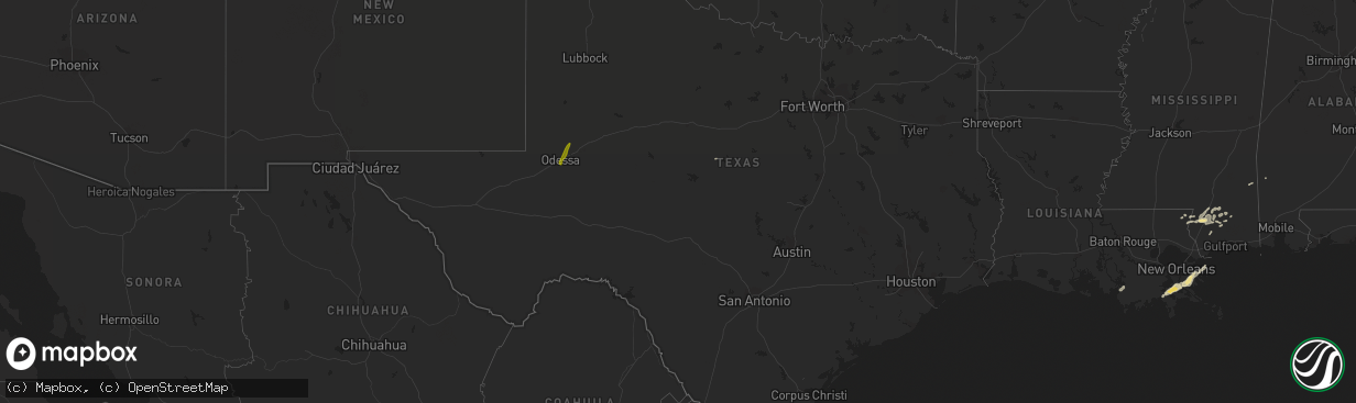 Hail map in Texas on May 10, 2019