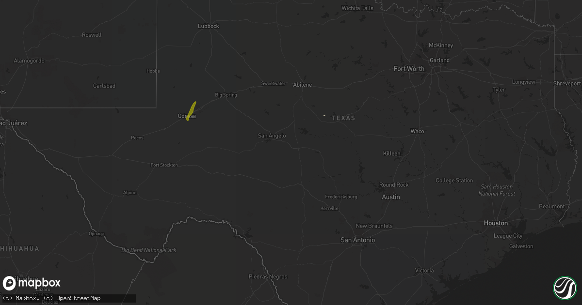 Hail map in Texas on May 10, 2019