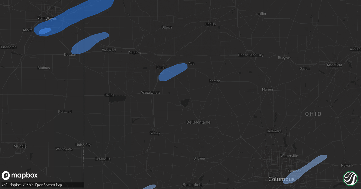 Hail map in Columbus, OH on May 10, 2020