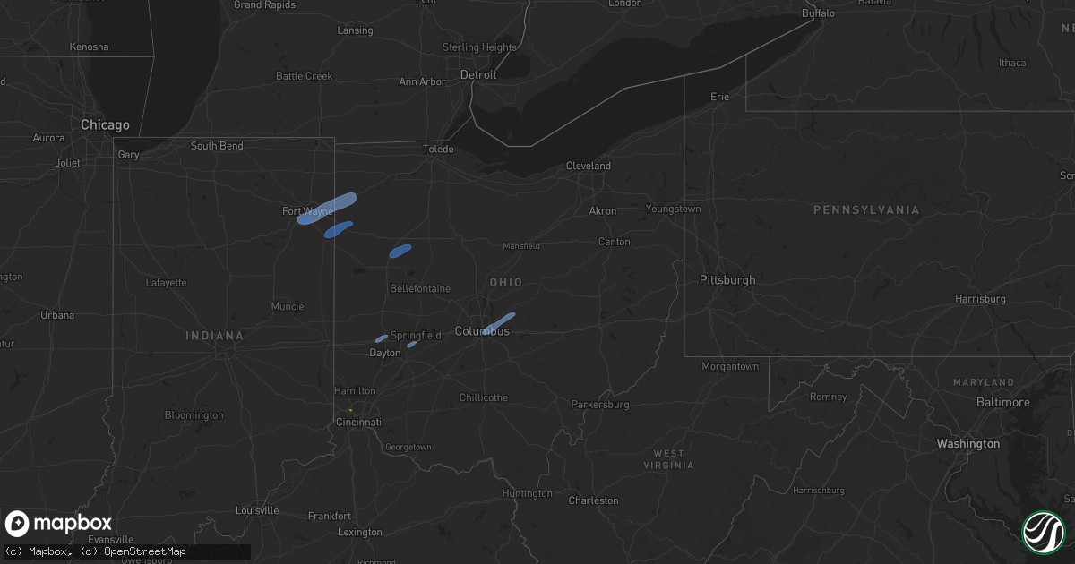 Hail map in Ohio on May 10, 2020