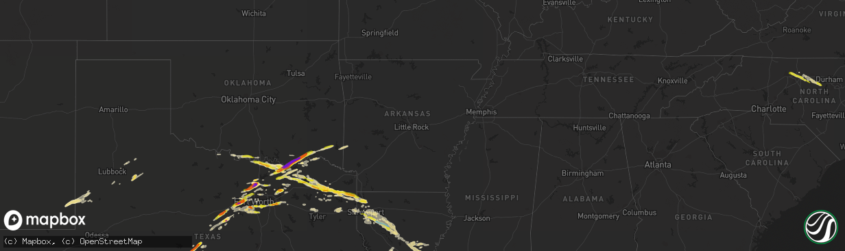 Hail map in Arkansas on May 10, 2021