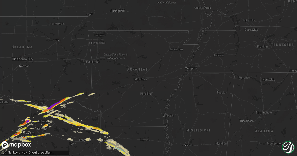 Hail map in Arkansas on May 10, 2021
