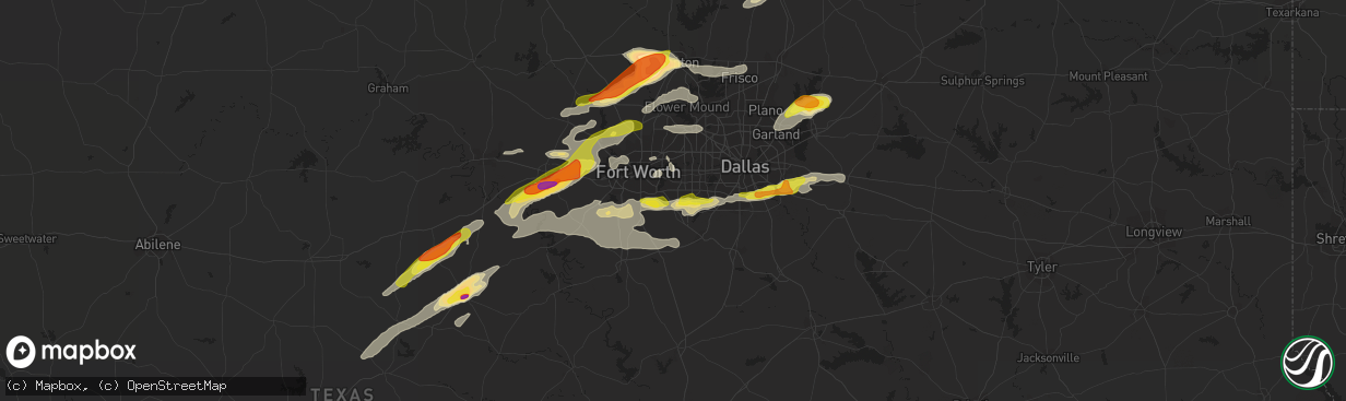 Hail map in Arlington, TX on May 10, 2021