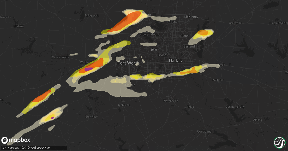 Hail map in Arlington, TX on May 10, 2021