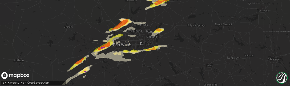 Hail map in Dallas, TX on May 10, 2021