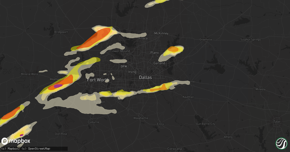 Hail map in Dallas, TX on May 10, 2021