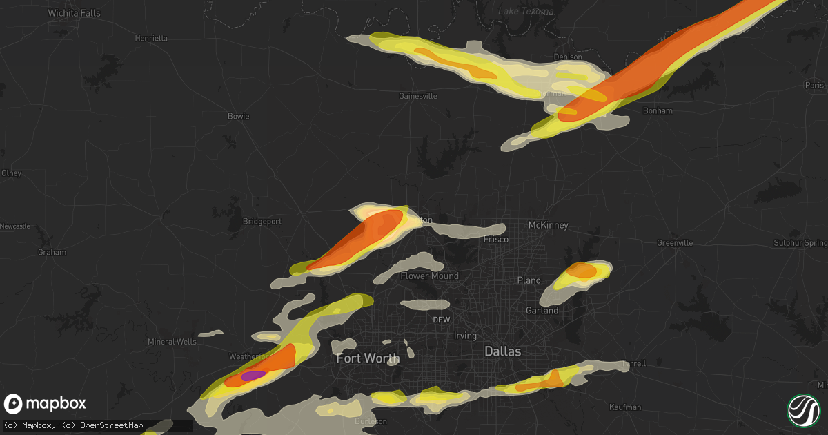 Hail map in Denton, TX on May 10, 2021