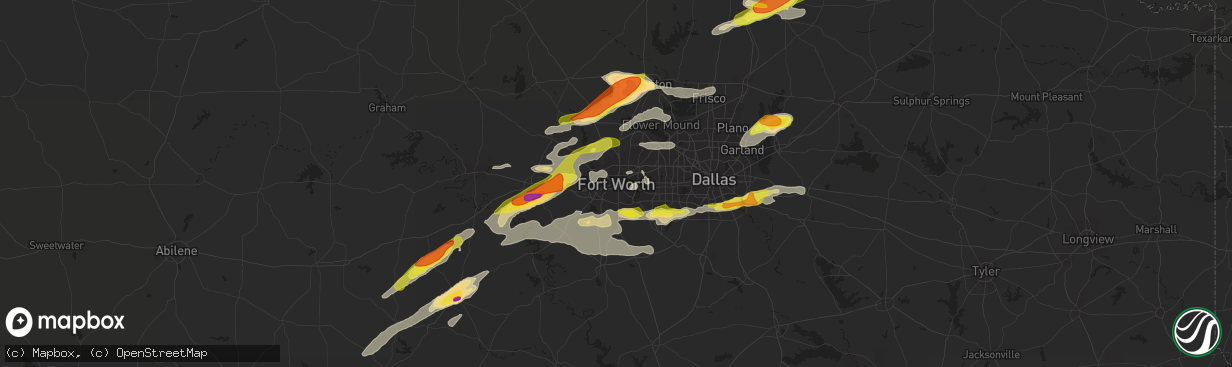 Hail map in Fort Worth, TX on May 10, 2021