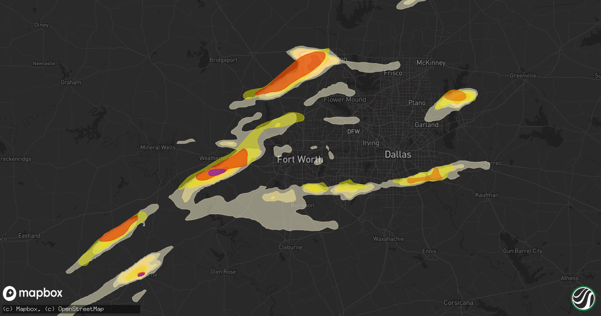 Hail map in Fort Worth, TX on May 10, 2021