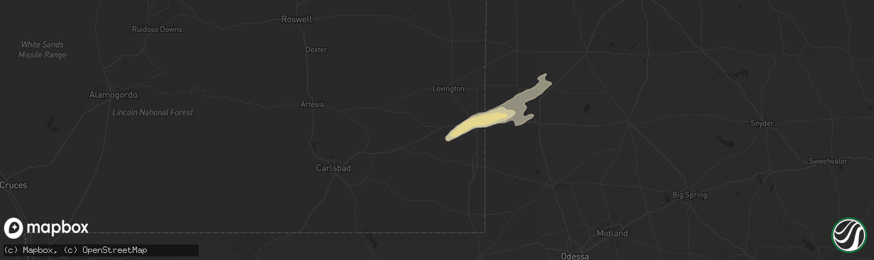 Hail map in Hobbs, NM on May 10, 2021