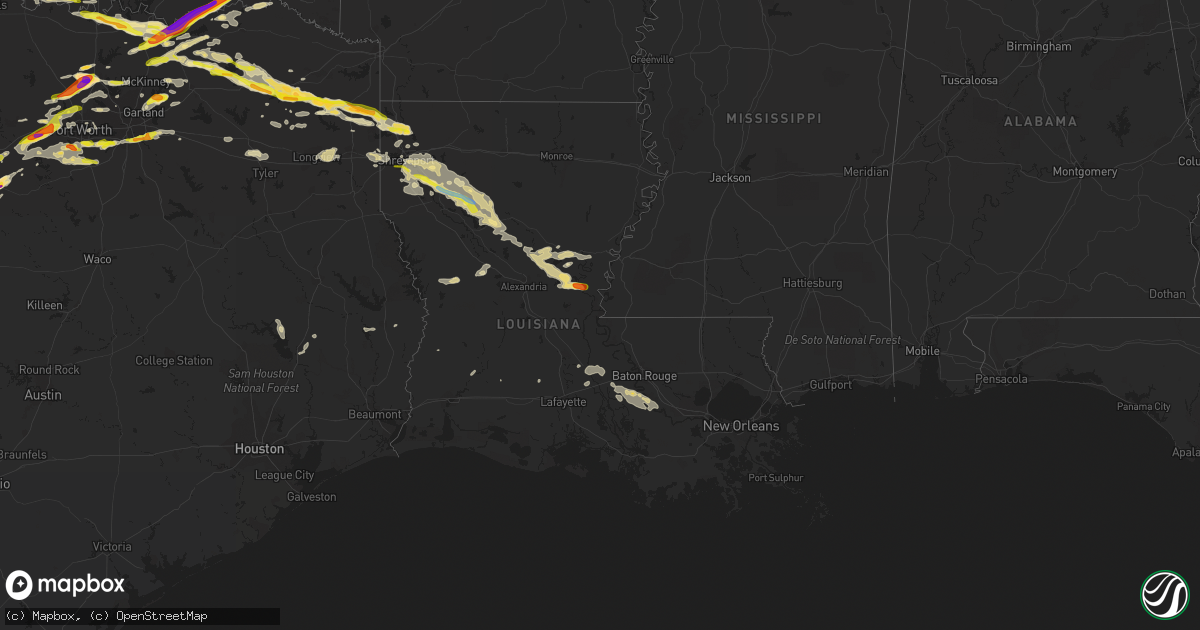 Hail map in Louisiana on May 10, 2021