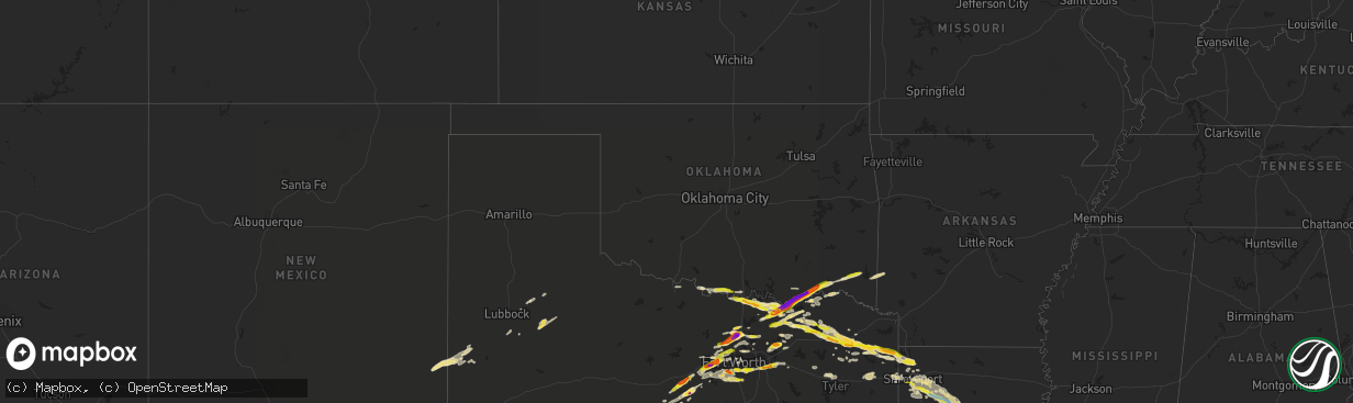 Hail map in Oklahoma on May 10, 2021