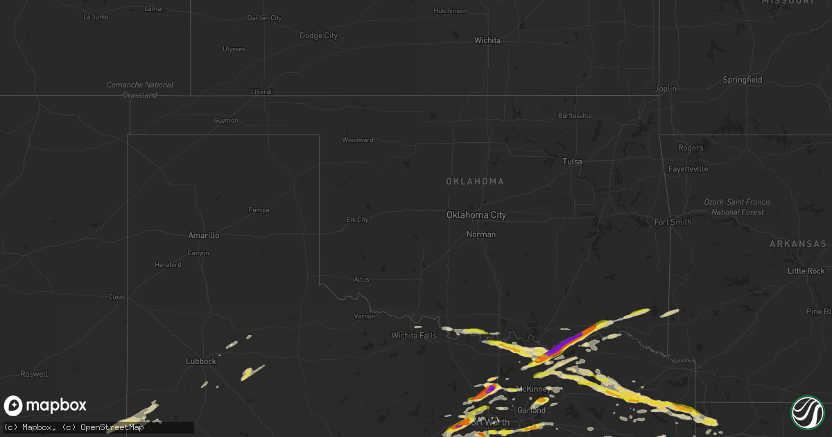 Hail map in Oklahoma on May 10, 2021