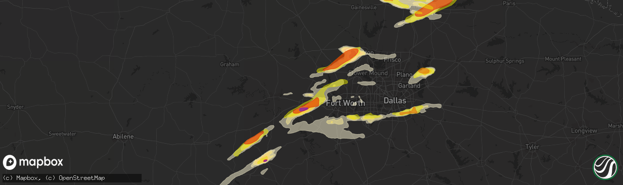 Hail map in Weatherford, TX on May 10, 2021