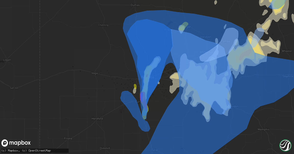 Hail map in Amarillo, TX on May 10, 2022