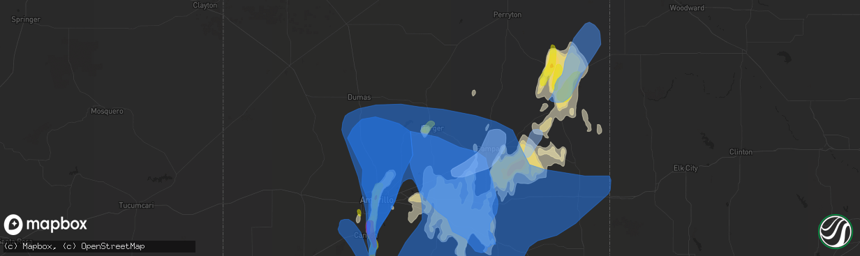 Hail map in Borger, TX on May 10, 2022