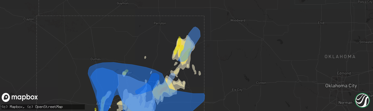 Hail map in Canadian, TX on May 10, 2022