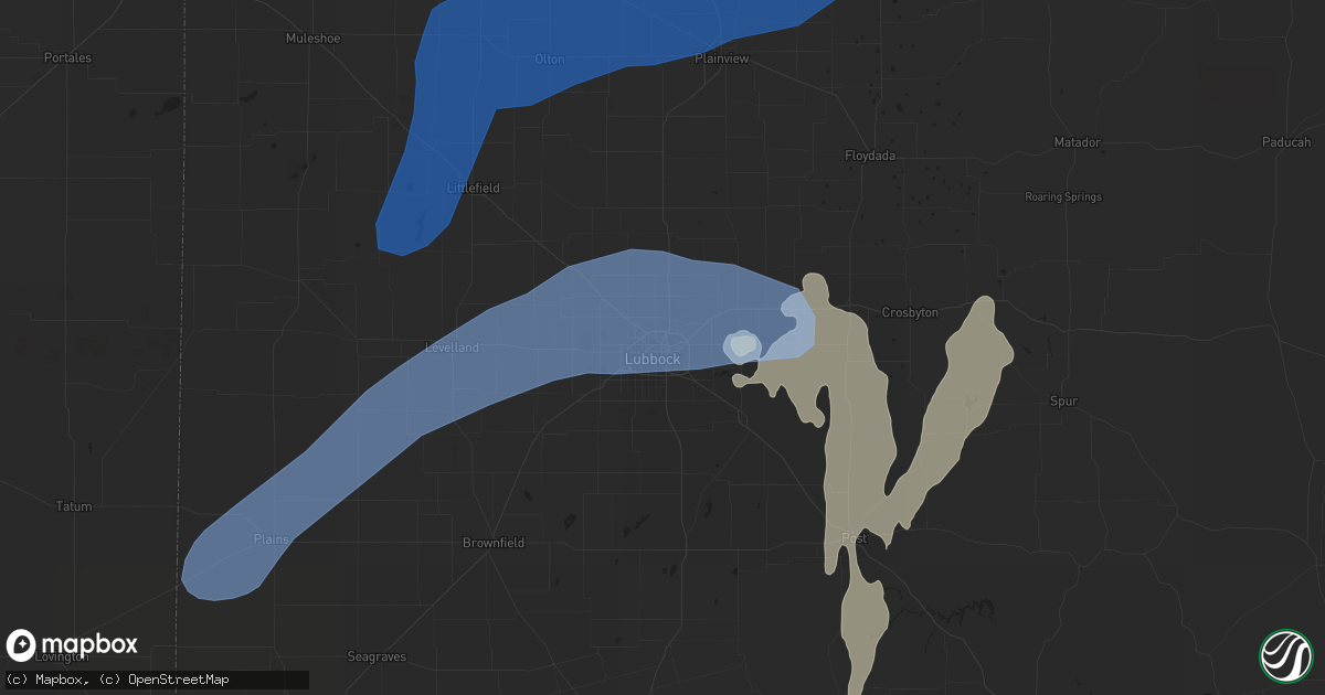 Hail map in Lubbock, TX on May 10, 2022