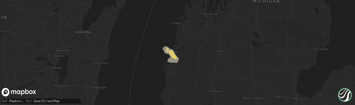 Hail map in Manistee, MI on May 10, 2022