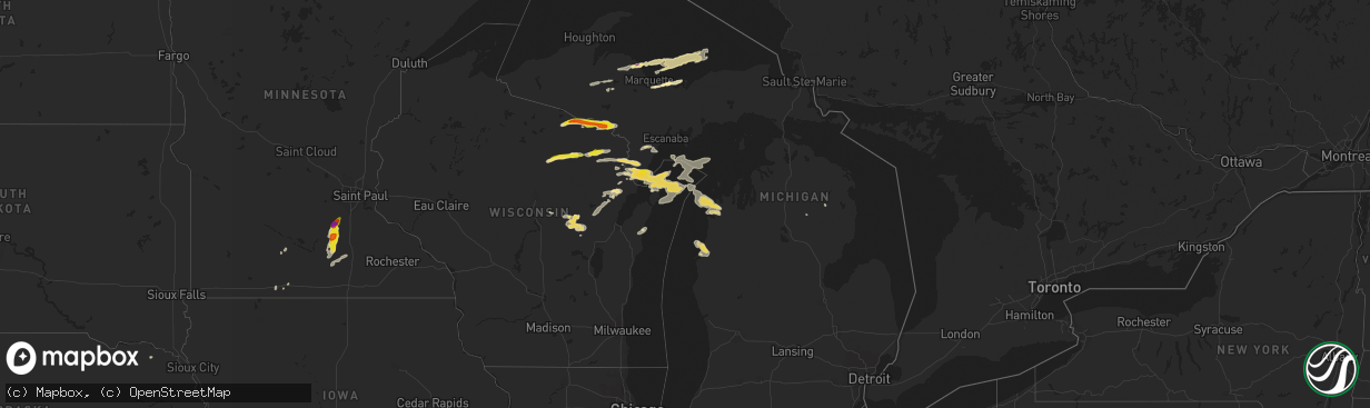 Hail map in Michigan on May 10, 2022