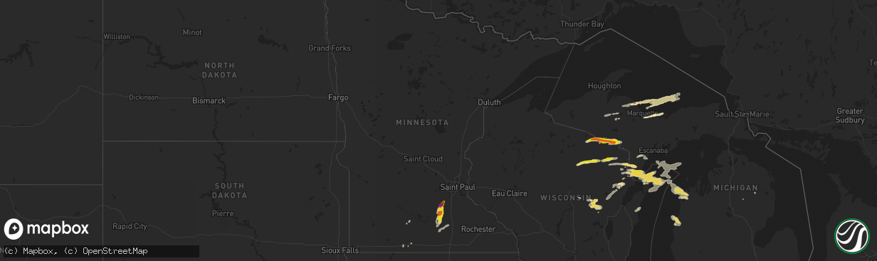 Hail map in Minnesota on May 10, 2022