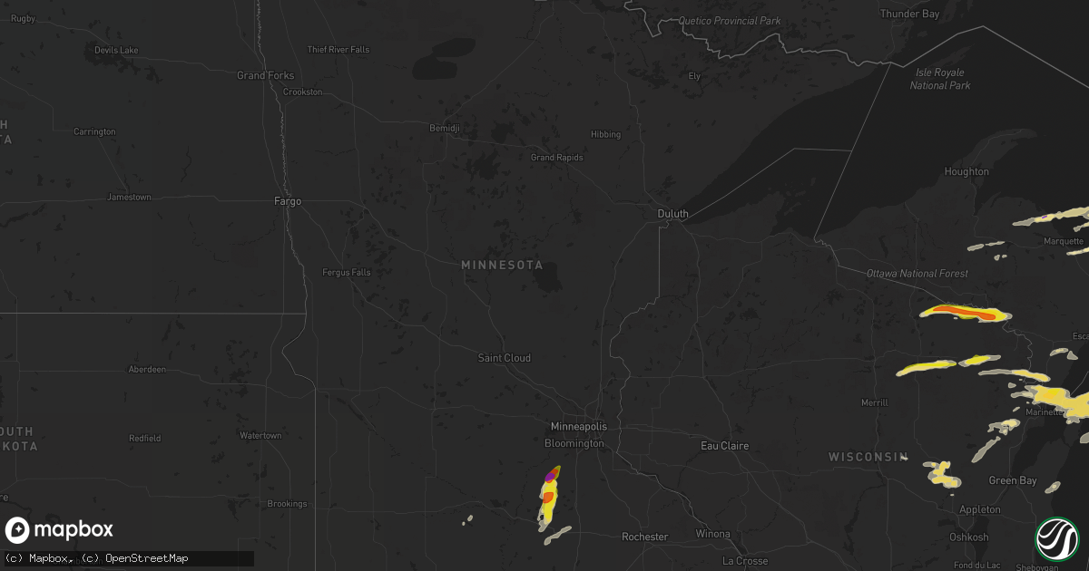 Hail map in Minnesota on May 10, 2022