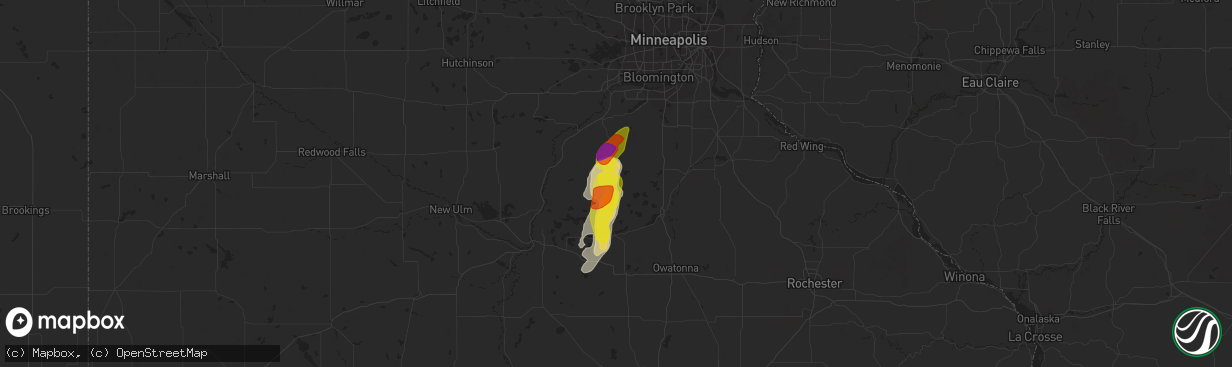 Hail map in Montgomery, MN on May 10, 2022