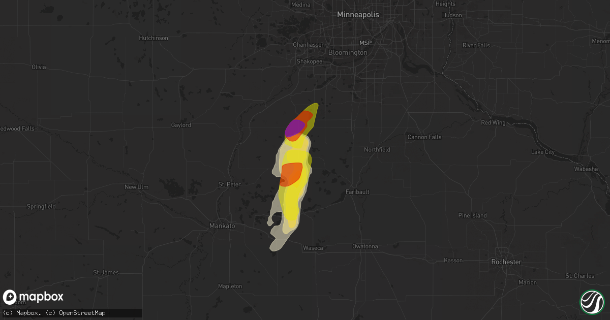 Hail map in Montgomery, MN on May 10, 2022