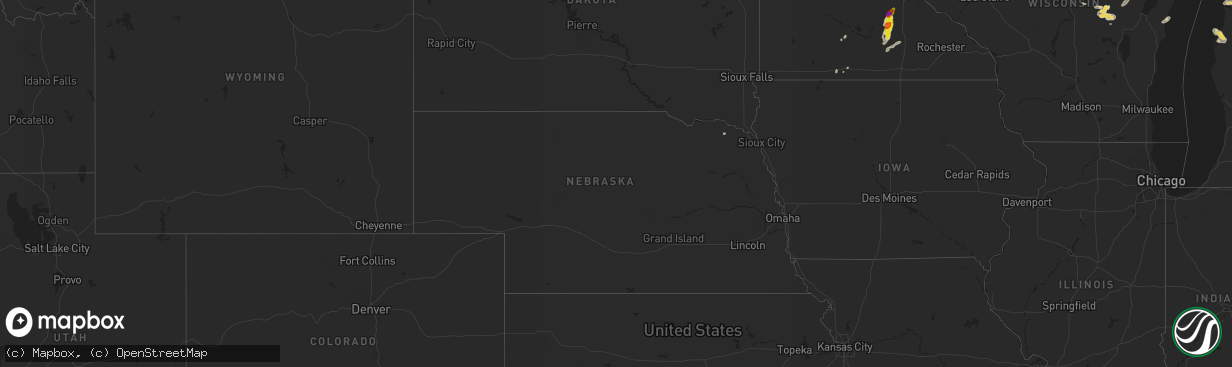 Hail map in Nebraska on May 10, 2022