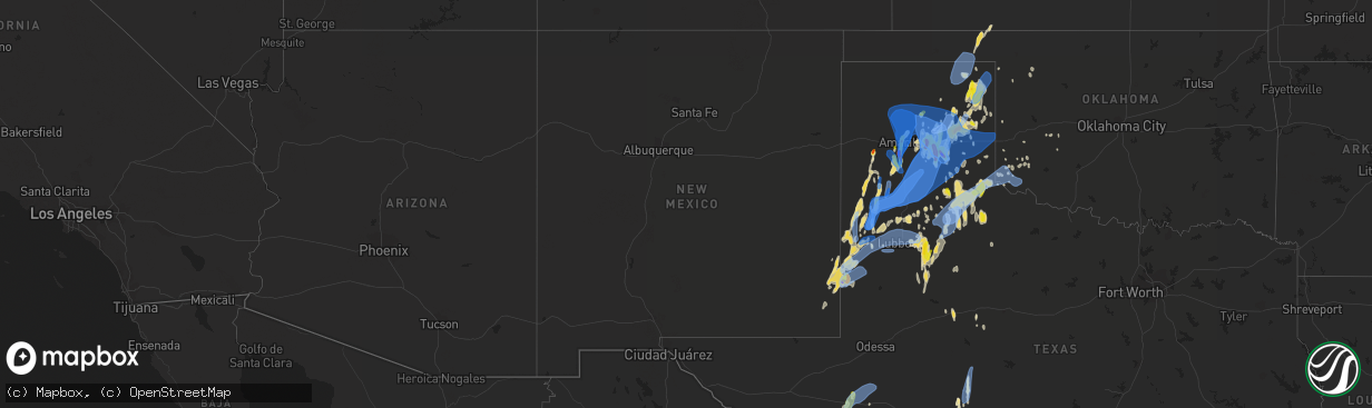 Hail map in New Mexico on May 10, 2022