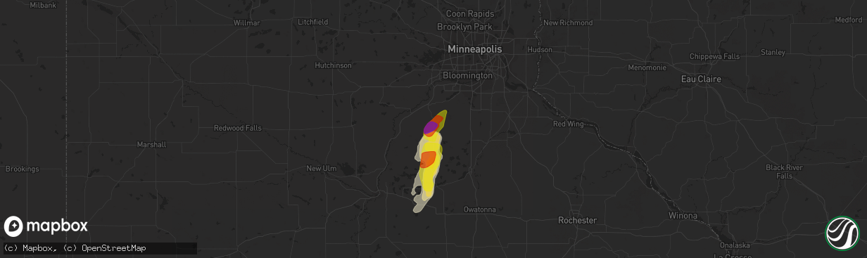 Hail map in New Prague, MN on May 10, 2022