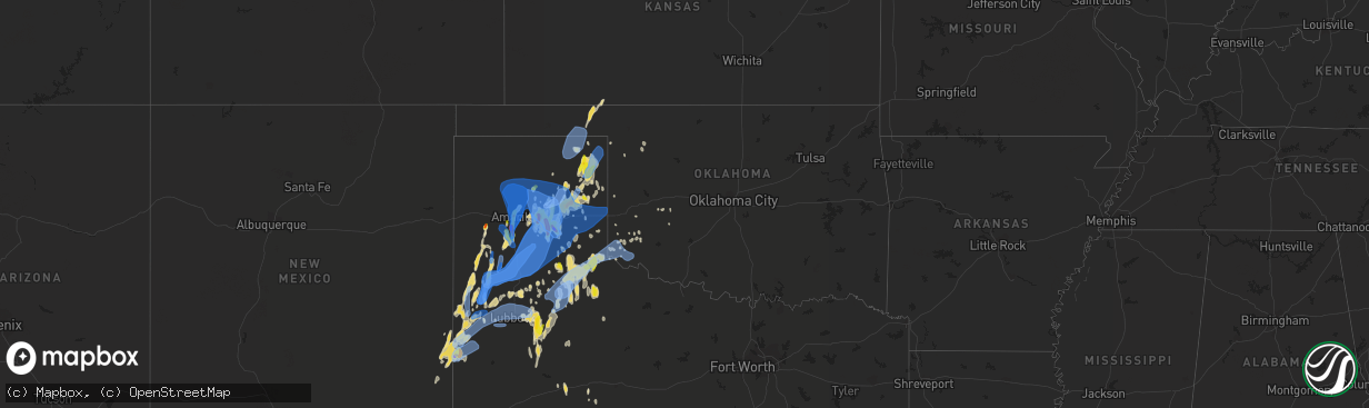 Hail map in Oklahoma on May 10, 2022