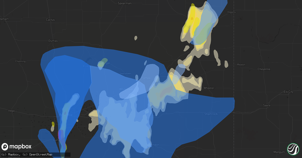 Hail map in Pampa, TX on May 10, 2022