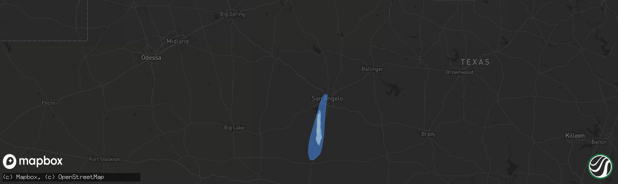 Hail map in San Angelo, TX on May 10, 2022