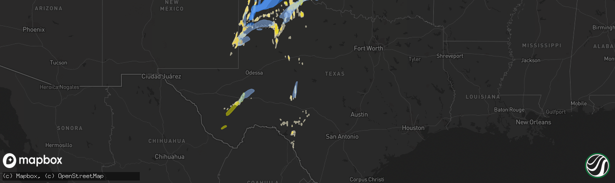 Hail map in Texas on May 10, 2022