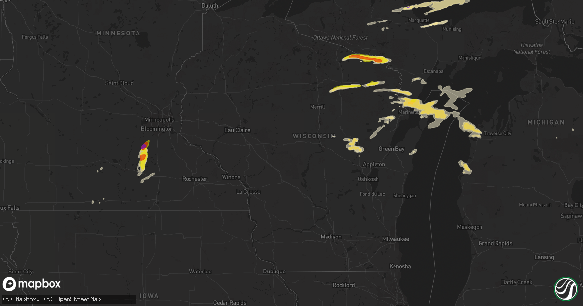 Hail map in Wisconsin on May 10, 2022